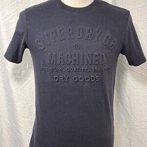 Superdry Co Machined Dry Goods Men’s Small T-Shirt Navy Embossed Graphic Tee